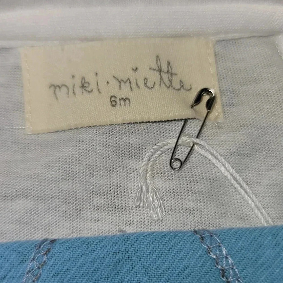 NWT Miki Miette Blue Leaf Pattern T Shirt Size 6 Months - Picture 6 of 6